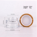 wholesale cosmetic containers face cream  60 clear glass jar with bamboo lid